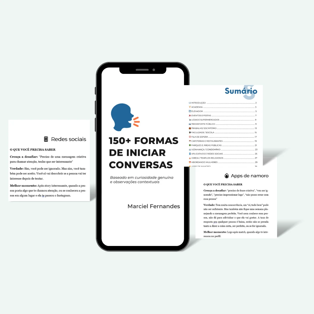 150+ Formas de Iniciar Conversas — capa e sumário do ebook
